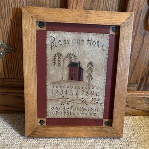 Rustic Framed 'Bless Our Home' Sampler Style